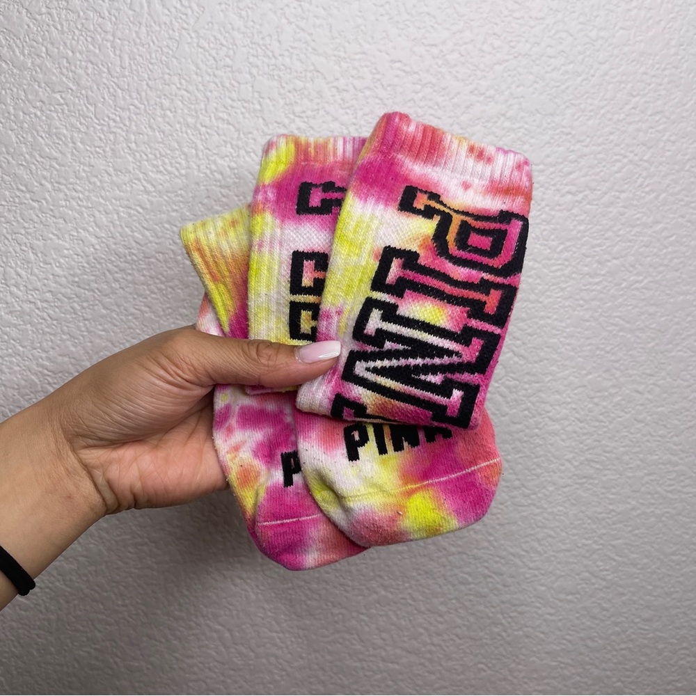 PINK tie dye tube socks
